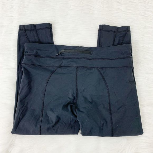 Lululemon Run Inspire Crop Leggings Solid Black 12 - Picture 5 of 6